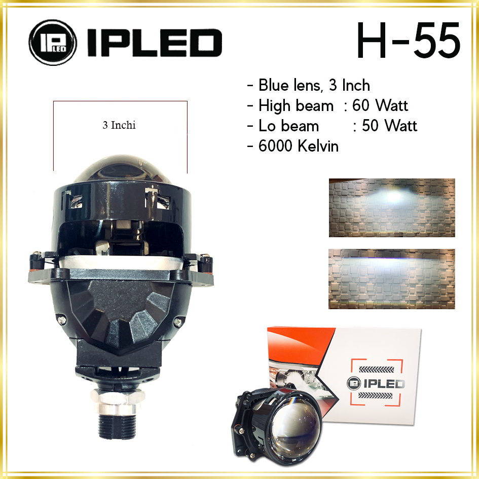 "IPLED BILED H-55 3"" BLUE GLASS