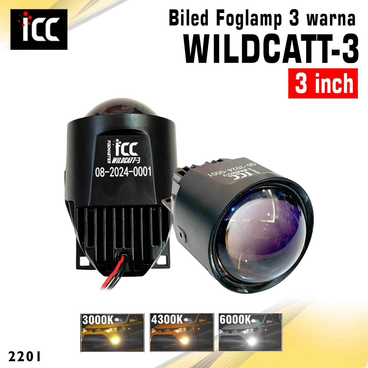Biled Foglamp 3 warna  Wildcatt-3 merk ICC