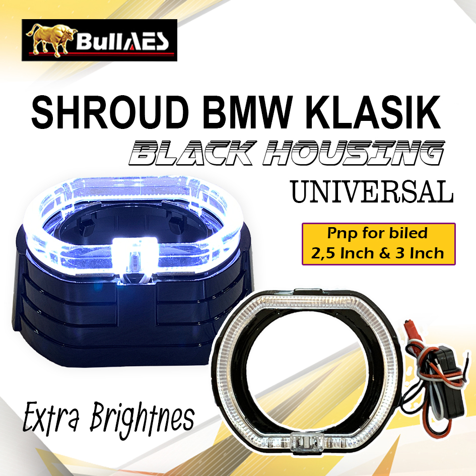 Shroud BMW HYBRID 2.5 INCH - body hitam- AE putih